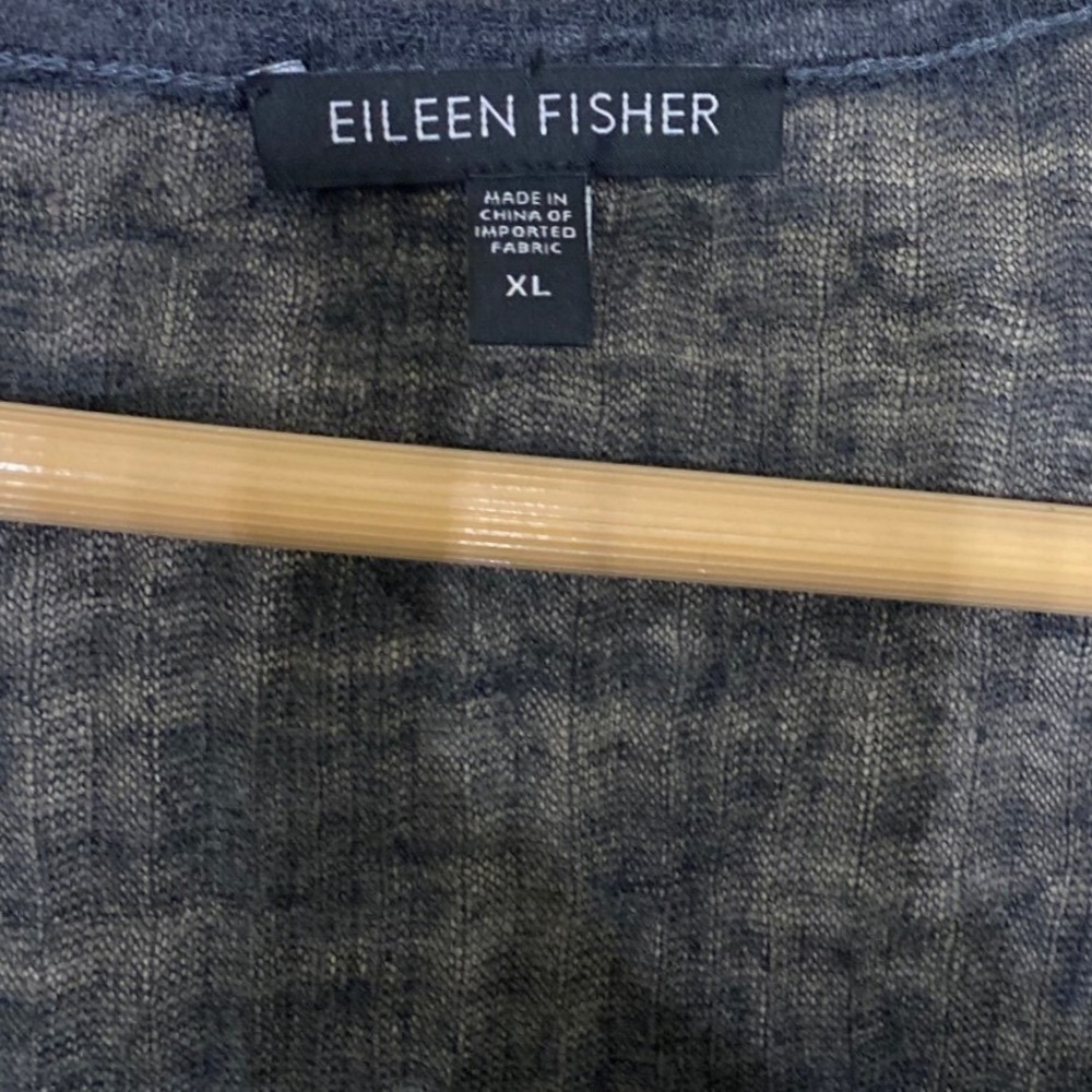 Eileen Fisher Navy Blue Sheer Knit Longline V-Neck‎ Cardigan Sweater XL - Picture 3 of 4
